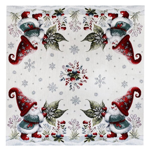 Tovaglia natalizia in ciniglia Elfo Foglia 90x90 cm Chenille IT033