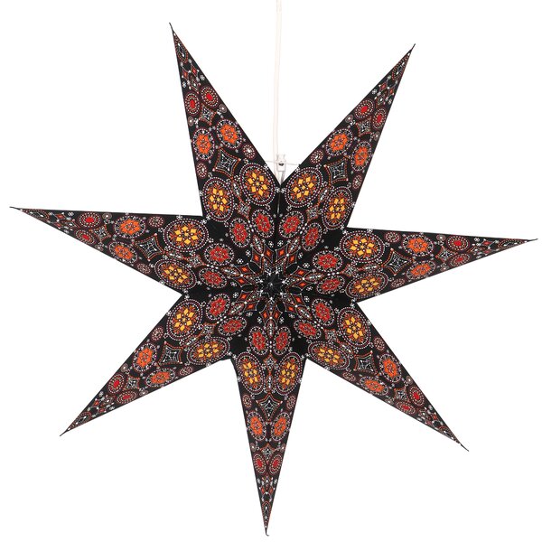 Stella pieghevole di carta illuminata dell'Avvento, stella di Natale 60 cm - Nina nera e colorata, multicolore, decorazione della finestra a stella