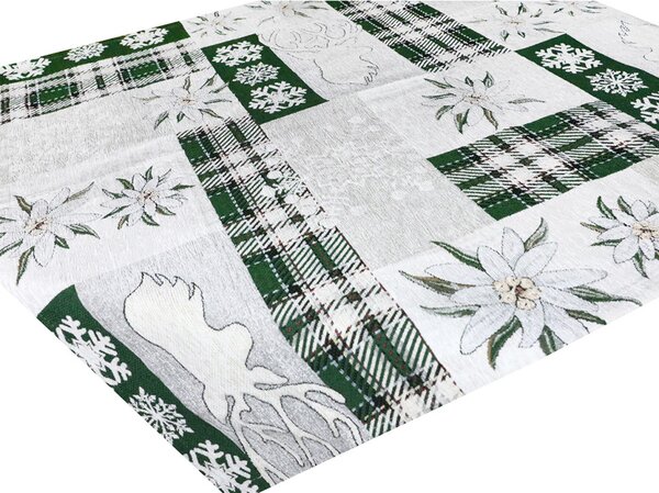 Tovaglia natalizia in ciniglia "Eleganza verde" 90x90 cm Chenille IT041