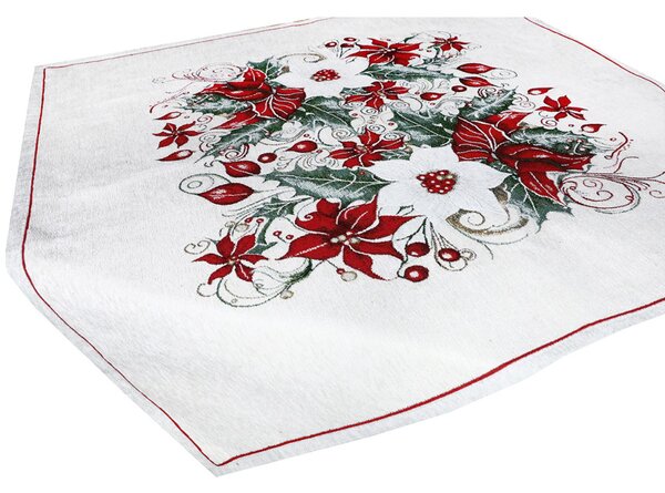 Tovaglia natalizia in ciniglia Rosa di Natale 90x90 cm Chenille IT040
