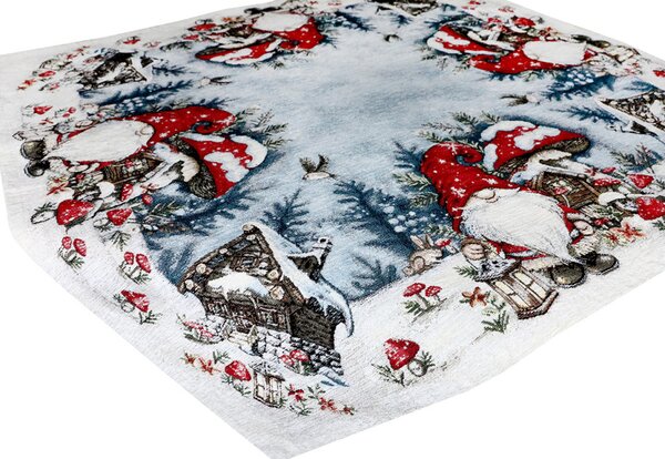 Tovaglia natalizia in ciniglia Elfo fungo 90x90 cm Chenille IT039