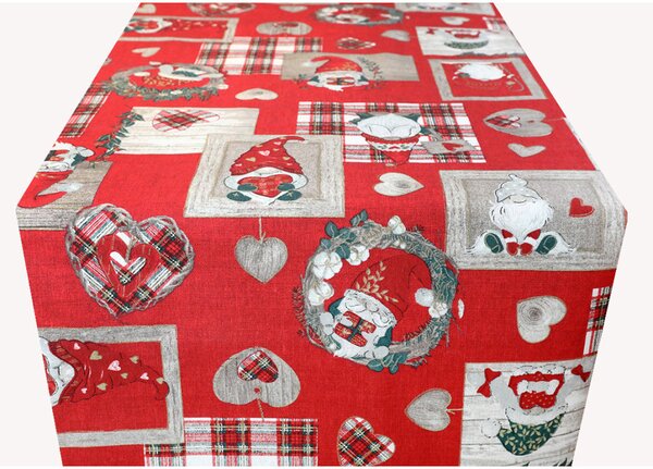 Runner da tavolo di natale Gnomi e cuori
