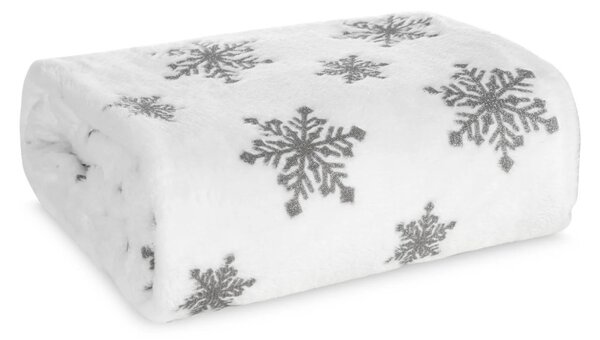 Coperta natalizia con fiocchi di neve argentati