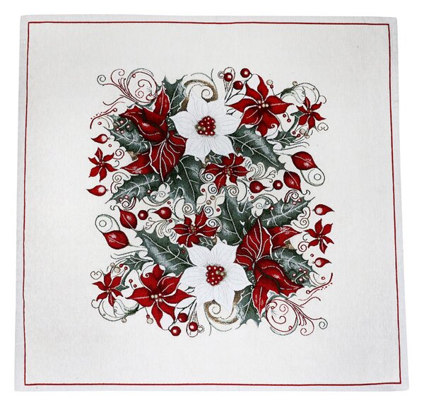 Tovaglia natalizia in ciniglia Rosa di Natale 90x90 cm Chenille IT040