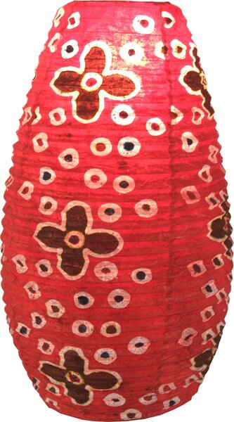 Paralume ovale in carta Lokta, lampada a sospensione Coronada - Flower Power Red, carta Lokta, 52*29*29 cm, paralumi asiatici in carta e tessuto