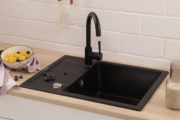 Lavello da cucina Lavello da incasso Lavello in granito Lavello 65x50 Nero Respekta Nashville
