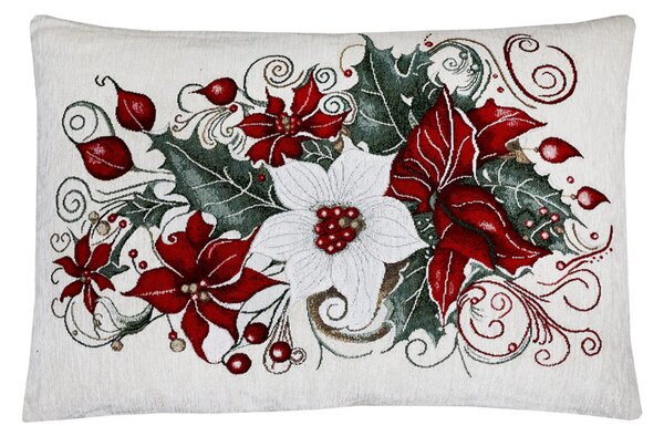 Federa cuscino natalizio gobelin in ciniglia Rosa di Natale Chenille IT040