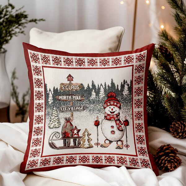 Federa cuscino natalizio gobelin Polo Nord Chenille IT037A