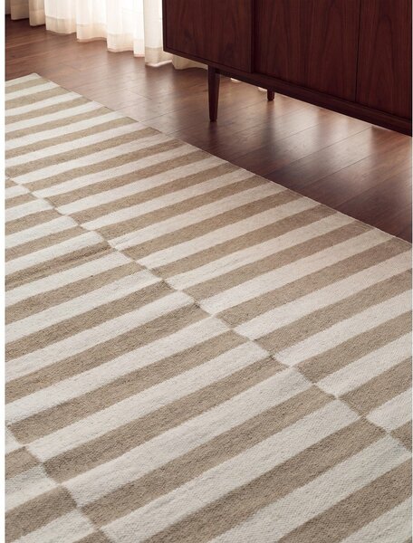 Tappeto bianco/marrone chiaro in lana reversibile/tessuto a mano 200x300 cm Vika – Hanse Home