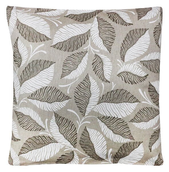 Federa cuscino fogliame beige-bianco