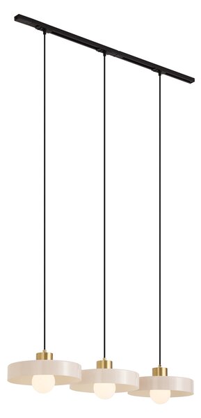Sistema a binario moderno nero con 3 lampade a sospensione ottone e bianco monofase - Iconic Jina