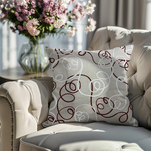 Federa cuscino linee bordeaux e bianche