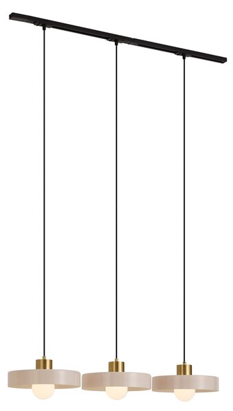 Sistema a binario moderno nero con 3 lampade a sospensione ottone e bianco monofase - Iconic Jina