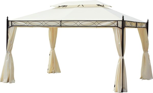 Padiglione da giardino 3x4 m crema, tenda da festa tenda da giardino pagoda per giardino e terrazzo