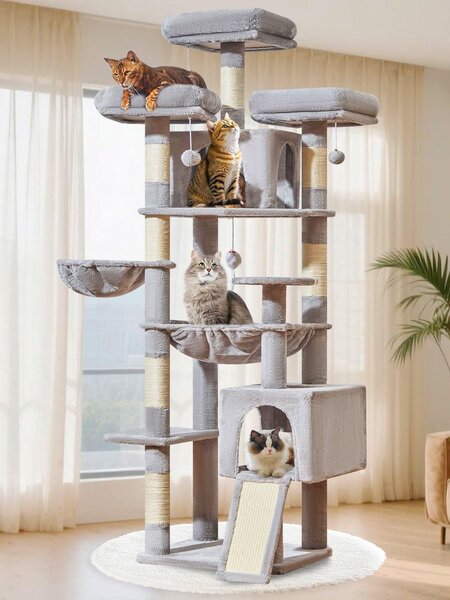Albero per gatti alto 193 cm, con diverse piattaforme e rifugi