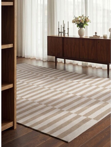Tappeto bianco/marrone chiaro in lana reversibile/tessuto a mano 200x300 cm Vika – Hanse Home