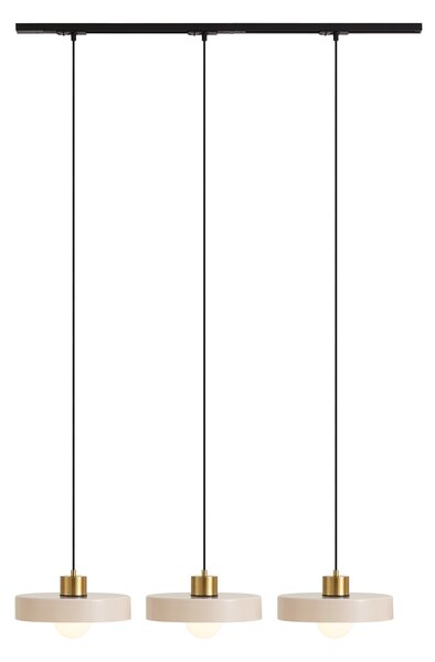 Sistema a binario moderno nero con 3 lampade a sospensione ottone e bianco monofase - Iconic Jina