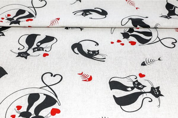 Tessuto al metro - tela - Black cats, h. 140 cm