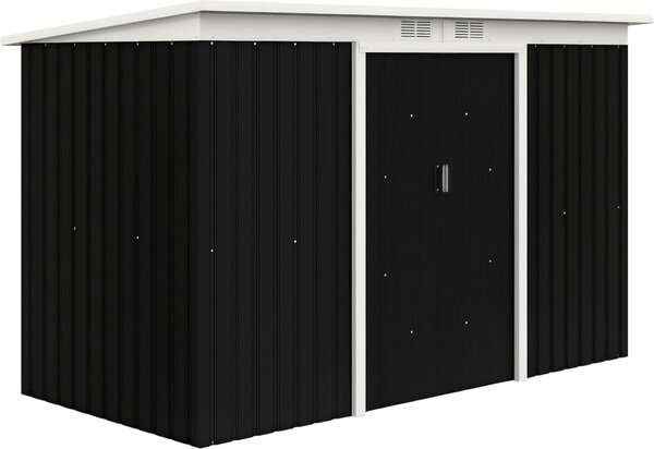 Casetta da giardino Outsunny con porta scorrevole, in acciaio, grigio scuro