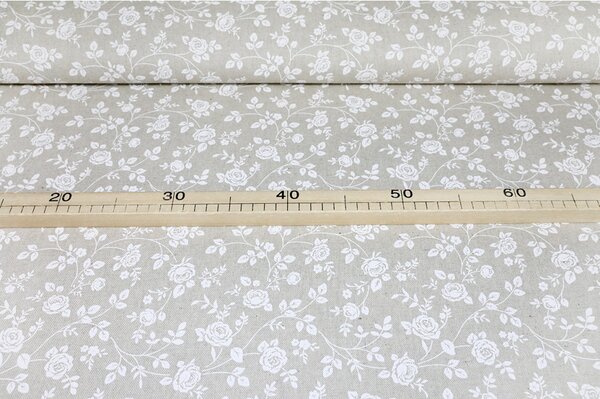 Tessuto decorativo al metro - mini fiori bianchi, al. 140 cm