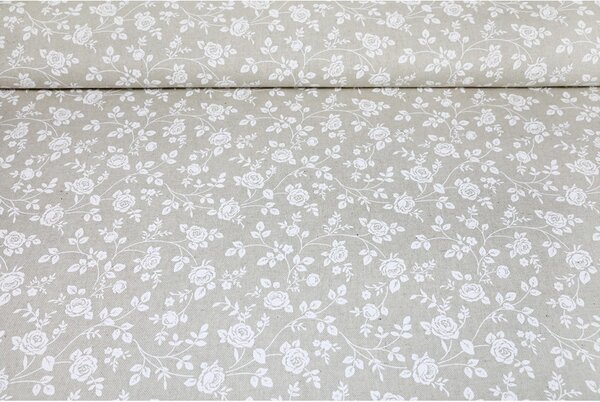 Tessuto decorativo al metro - mini fiori bianchi, al. 140 cm