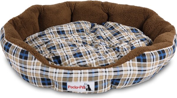Letto per cani Cuscino per cani a scacchi blu Cesto per cani 75 x 75 x 16 cm