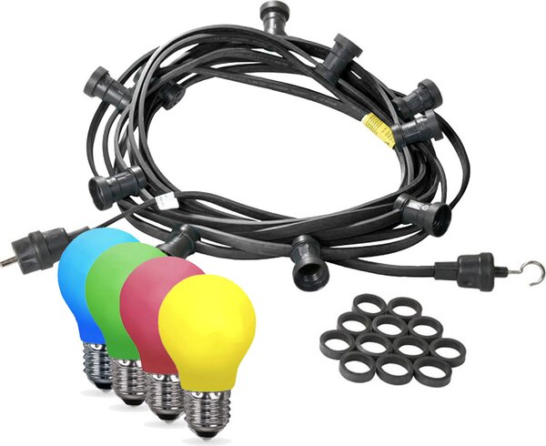 Catena luminosa per feste 5m - Catena luminosa per esterni nera - Germany 5x luci a goccia LED colorate