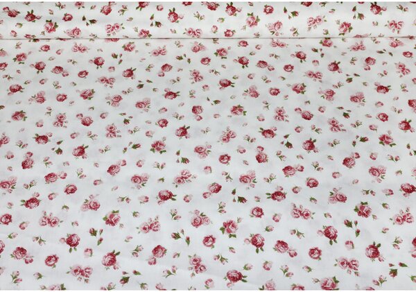 Tessuto di cotone Rose rosa, h. 140 cm