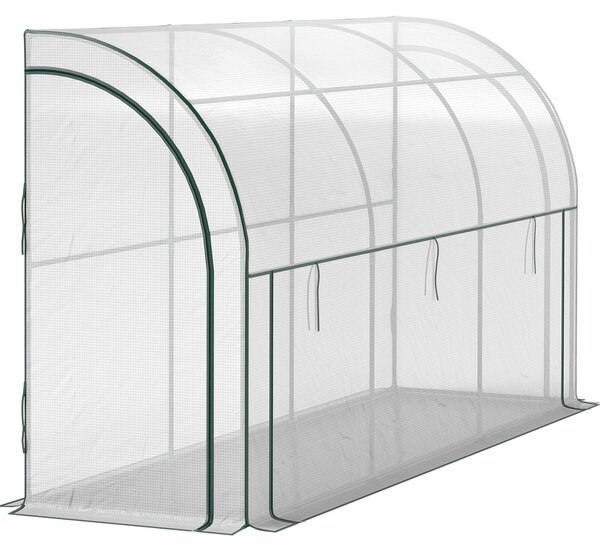 Serra Outsunny con ripiani e porta scorrevole, serra in plastica resistente all'inverno con struttura in acciaio