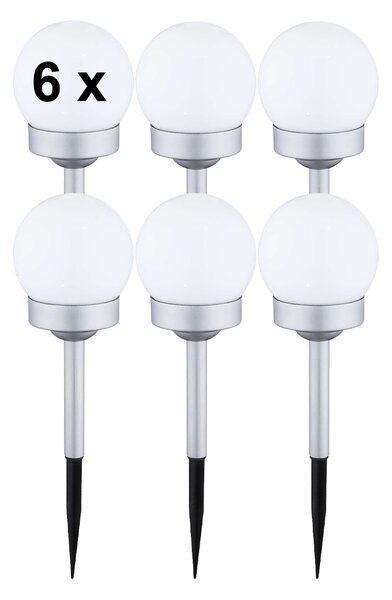 Luce solare da giardino set di 6 globi solari argento lampada solare luce esterna solare