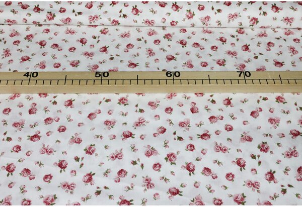 Tessuto di cotone Rose rosa, h. 140 cm