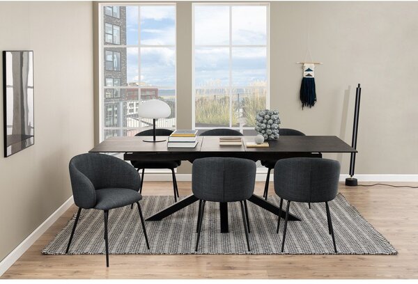 Set di sedie da pranzo grigio scuro in imbottito con braccioli 2 pz Eleanor – Actona