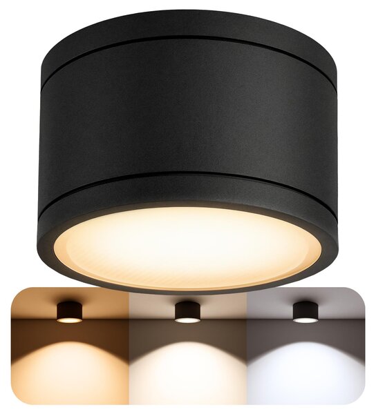 SSC-LUXon CELI-WX Lampada da incasso per bagno, nera - con lampadina LED GX53 da 5 W, tre tonalità di luce regolabili (3CCT), 230 V - Faretto IP44 da soffitto per bagno
