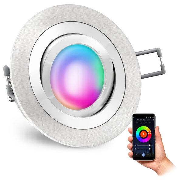 SSC-LUXon RF-2 Faretto da incasso intelligente extra piatto e orientabile con lampada Smart RGB CCT intercambiabile (compatibile con Alexa, Siri e Google)