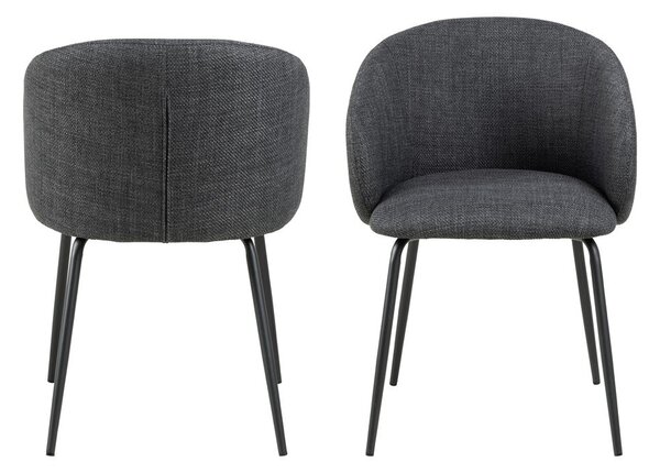 Set di sedie da pranzo grigio scuro in imbottito con braccioli 2 pz Eleanor – Actona