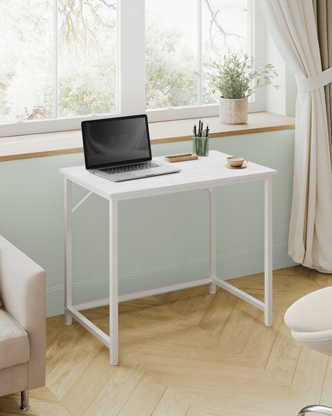 VASAGLE Scrivania per computer 80x50x75 cm, scrivania da ufficio stretta, bianca