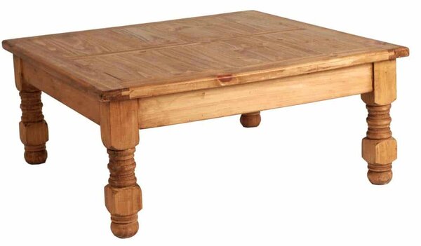 MiaMöbel Tavolino Mexico Mobili 70x70 cm Stile rustico Legno massello Pino miele