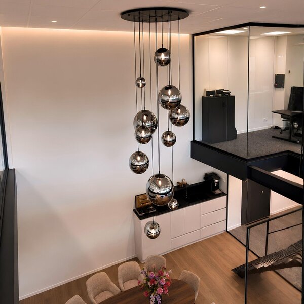 S.luce Orb glass ball gallery lamp 5m suspension black Gallery lamp hanging lamp Orb/colour gradient smoke Ø 30cm round