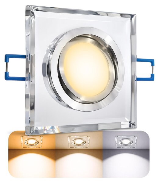 SSC-LUXon lampada da incasso piatta in vetro orientabile con modulo LED LumiFLEX colore della luce caldo / neutro / freddo 230V 4W - lampada da incasso quadrata piatta
