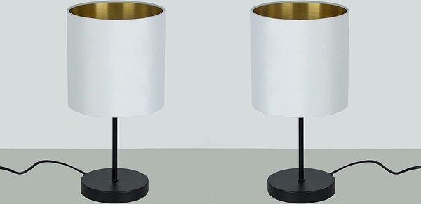 Set di 2 lampade da tavolo *SOUL* paralume in tessuto bianco-oro