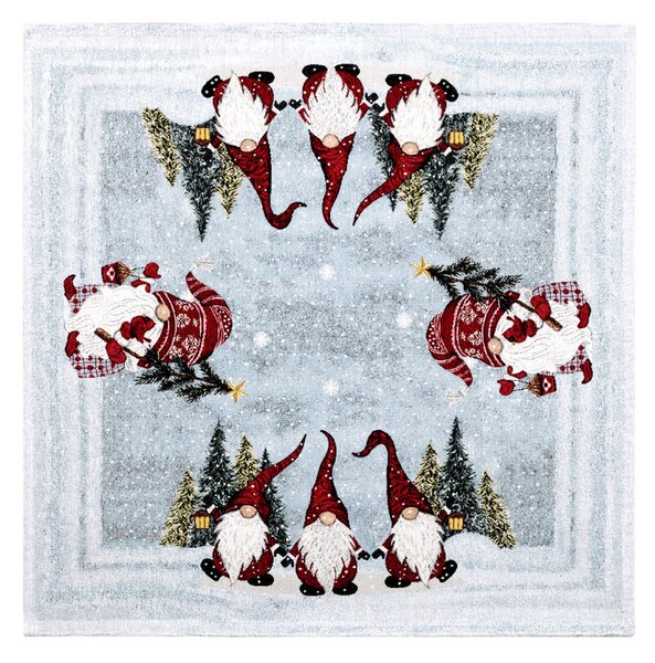 Tovaglia natalizia in ciniglia Merry Christmas 90x90 cm Chenille IT044