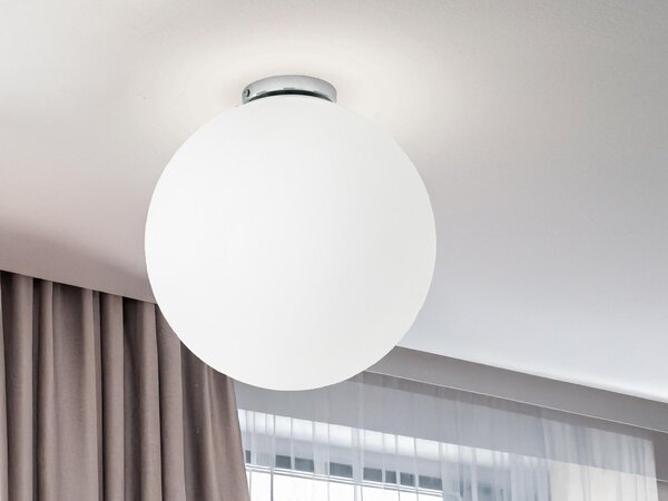 Lampada da soffitto a LED a una lampadina, lampadina sferica, sfera di vetro bianco opalino, lampada da corridoio Ø 30 cm