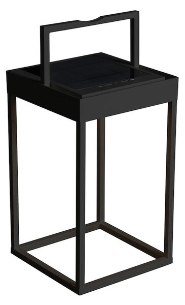 Konstsmide Portofino lanterna LED solare/USB nera, 2700/3000K, 10-180lm, sensore crepuscolare, alluminio, 7815-750