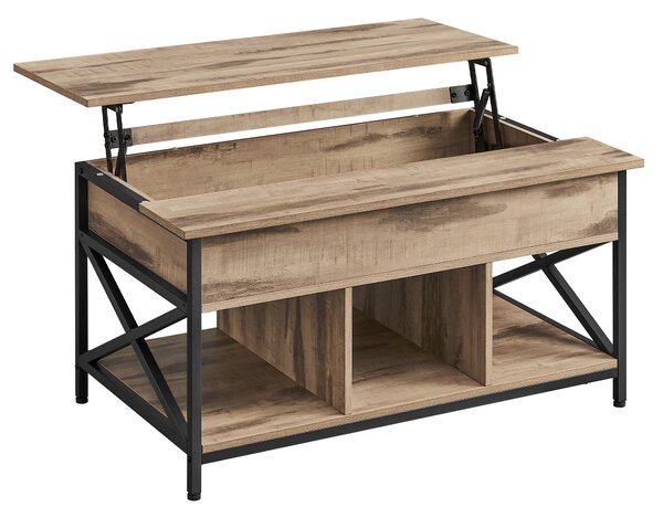 Tavolino VASAGLE, regolabile in altezza, con spazio aperto e nascosto, 60 x 100 x (48-62) cm