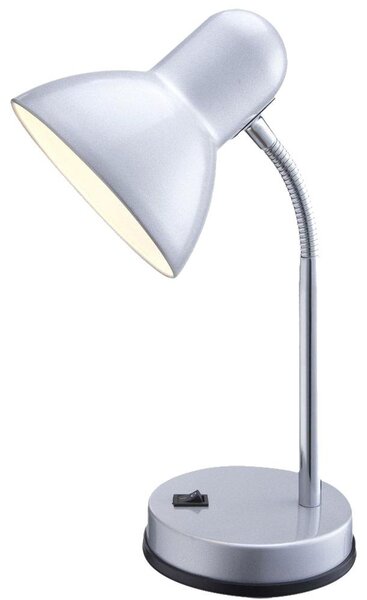 Lampada da tavolo, cromata, argento, flessibile, altezza 33 cm