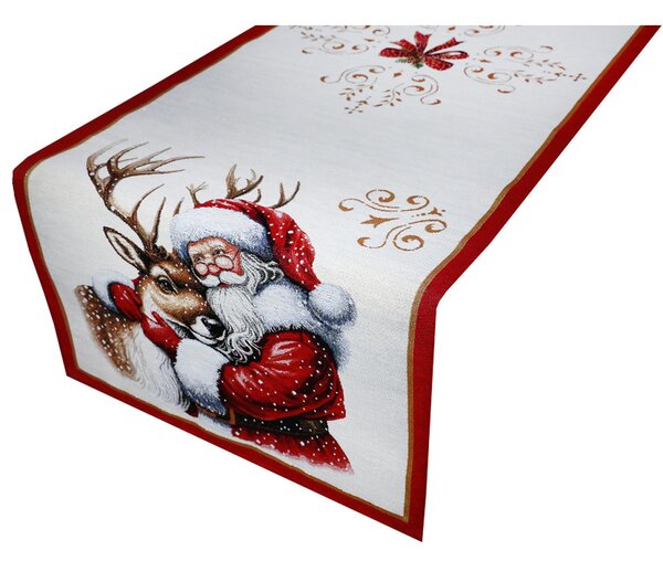 Runner da tavola natalizio in arazzo con lurex - Babbo Natale