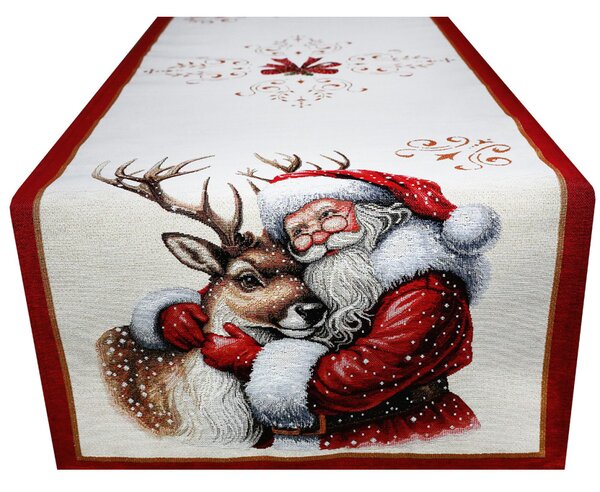 Runner da tavola natalizio in arazzo con lurex - Babbo Natale