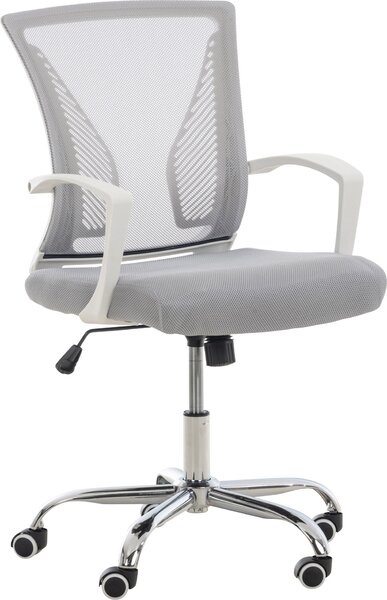 Sedia da ufficio TPFLiving Trail Two con rivestimento in rete traspirante grigio chiaro