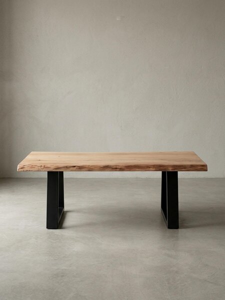 Tavolino in legno massiccio di acacia - Design moderno, Venatura unica, Fatto a mano, Facile da montare. 115x60x40 cm | Kadima Design