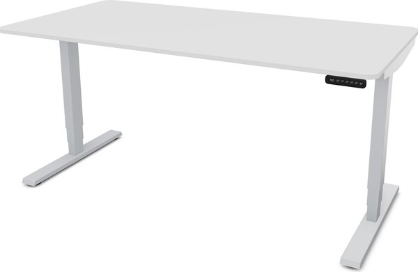 ASSMANN Scrivania regolabile elettricamente in altezza Y-Line Curved Alluminio bianco, 160x70 cm, funzione memoria, doppio motore
